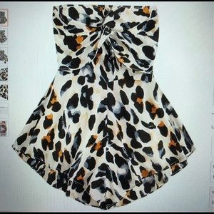 Strapless Leopard Print Romper